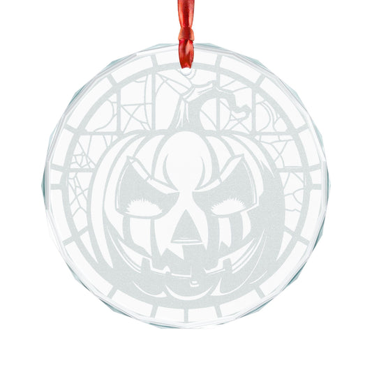 Craved Pumpkin Ornament | Engraved Glass Holiday Decoration