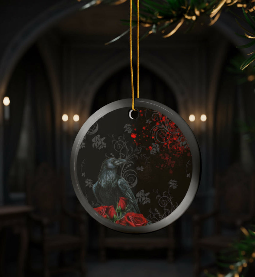 Black Feather / Red | Heirloom Ceramic Ornaments (1pc, 3pc, 5pc, 10pc)