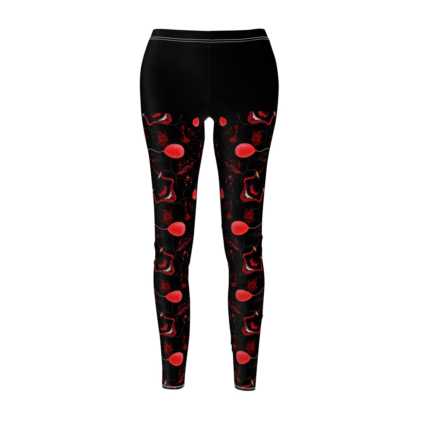 Horror Nightmare Leggings | Red Balloons in Black | All-Over Print Women's Casual Wear