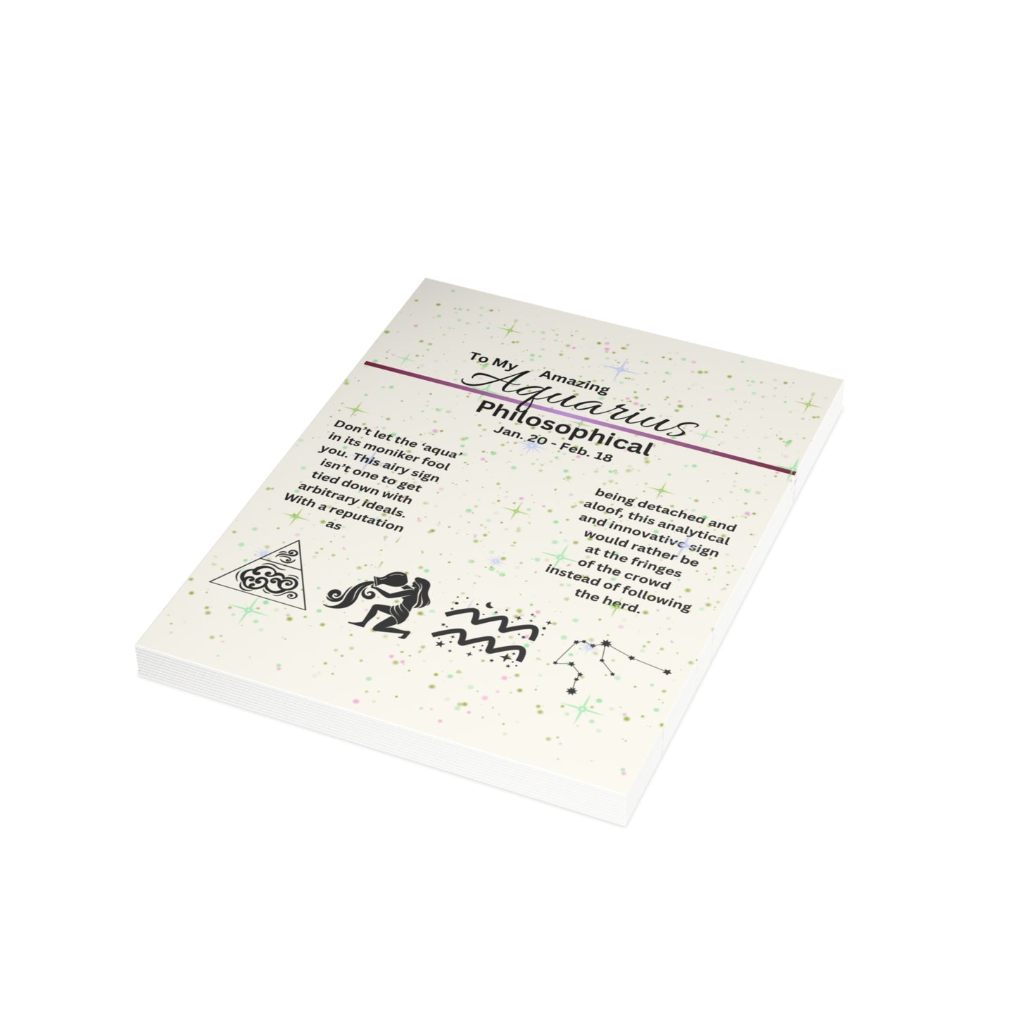 Aquarius | Cream | Zodiac Greeting Cards |  (1, 10 pcs)