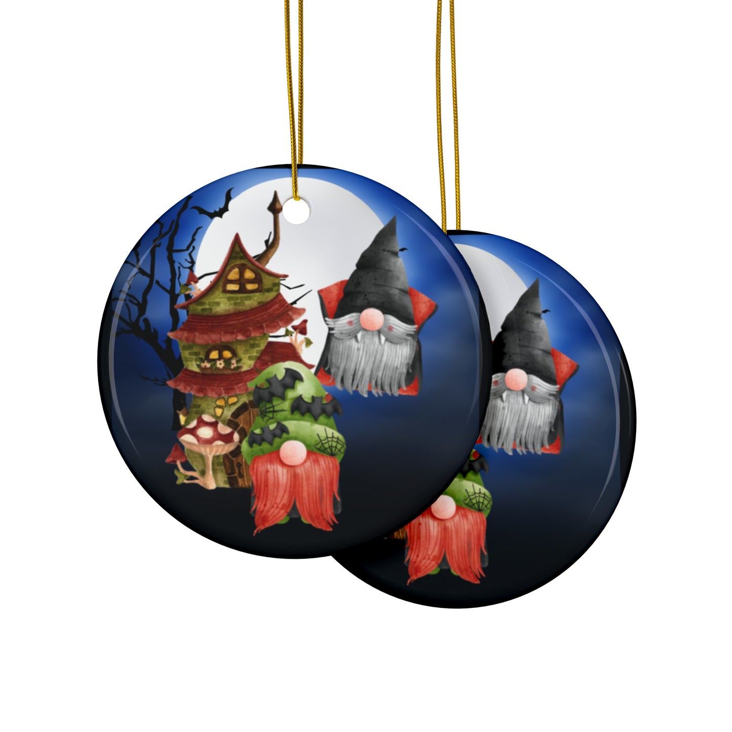 Gnome-pires and Bats | Heirloom Ceramic Ornaments (1pc, 3pcs, 5pcs, 10pcs)