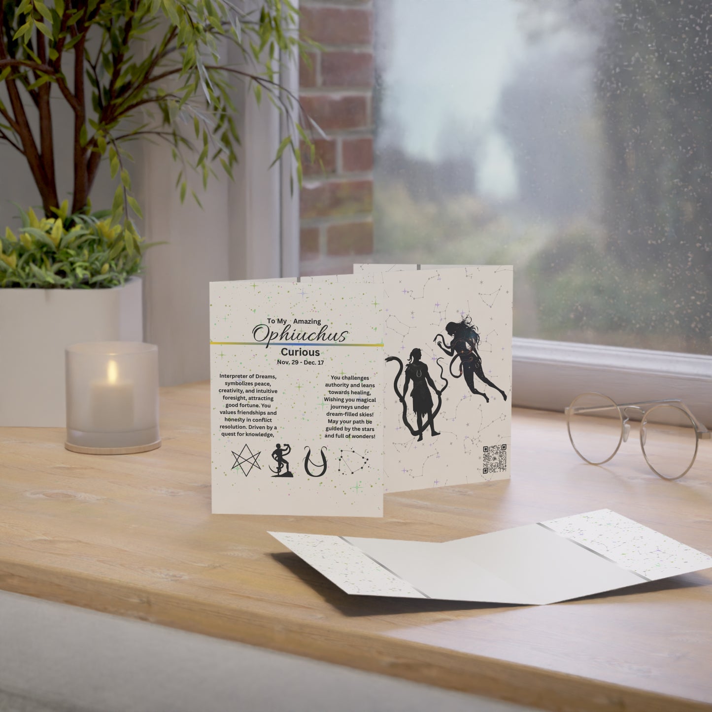 Ophiuchus Birthday Card — Vibrant Astrology Greeting for Fans