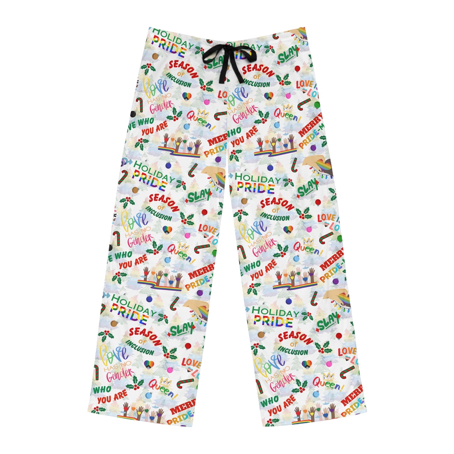 Holiday Pride Pajama Pants | LGBTQ+ Festive All-Over Print (Masculine)