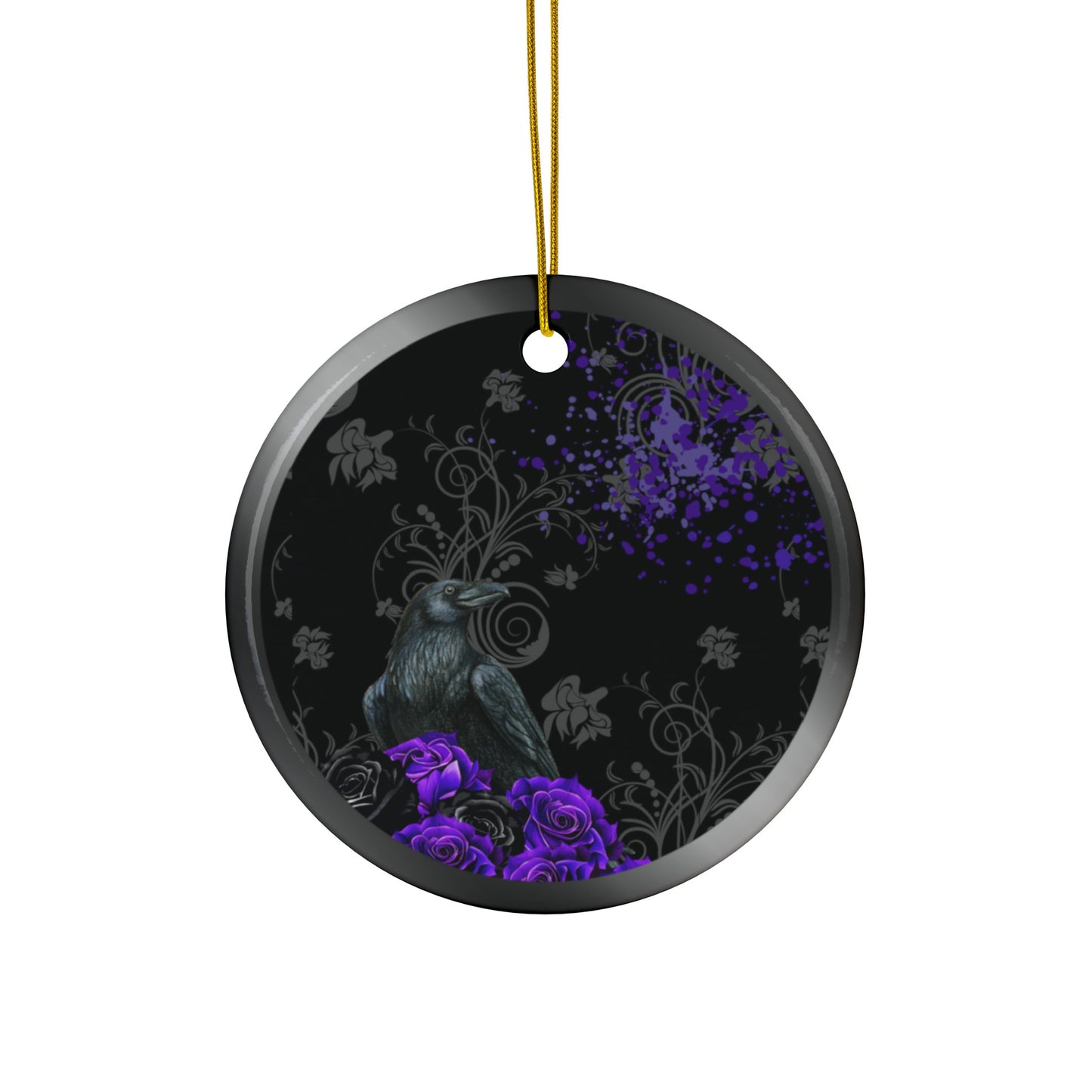 Black Feather / Purple | Heirloom Ceramic Ornaments (1pc, 3pcs, 5pcs, 10pcs)