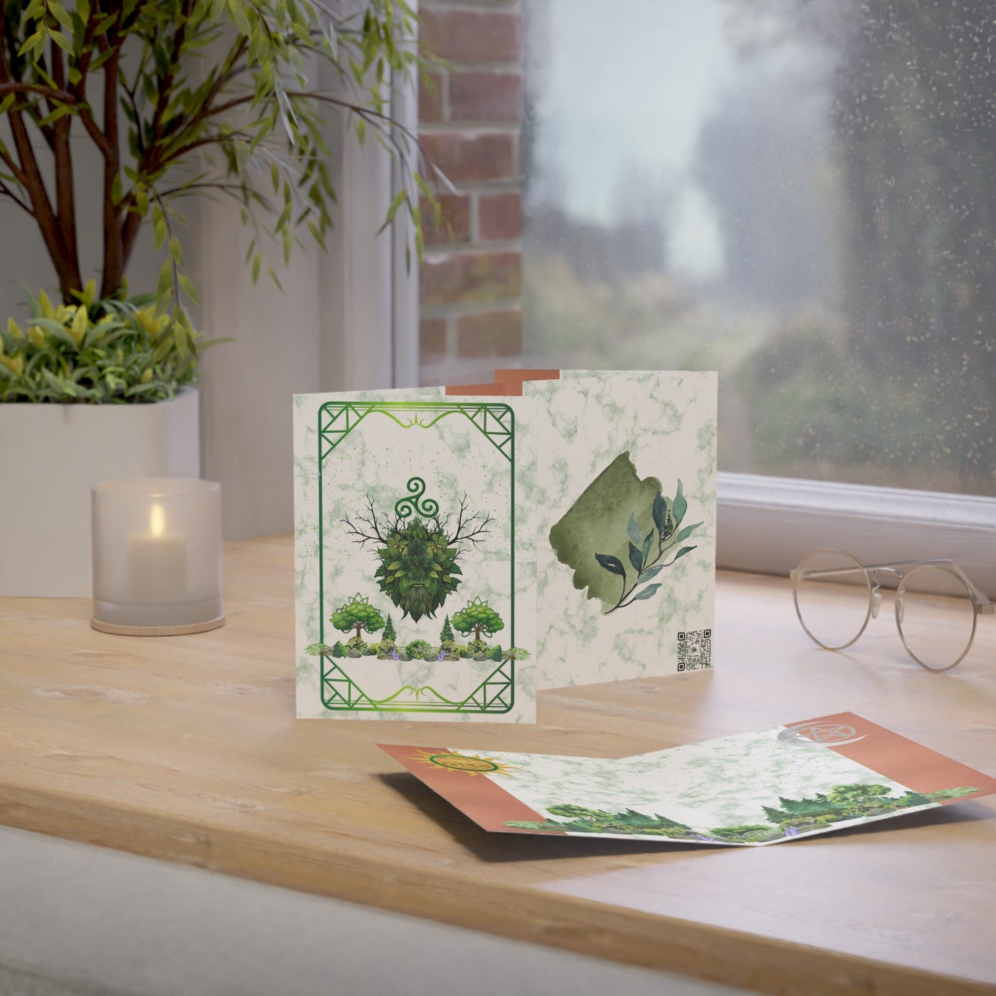 Green Man Summer Solstice Greeting Cards | Celebrate the Bounty of Summer (1, 10 pcs)