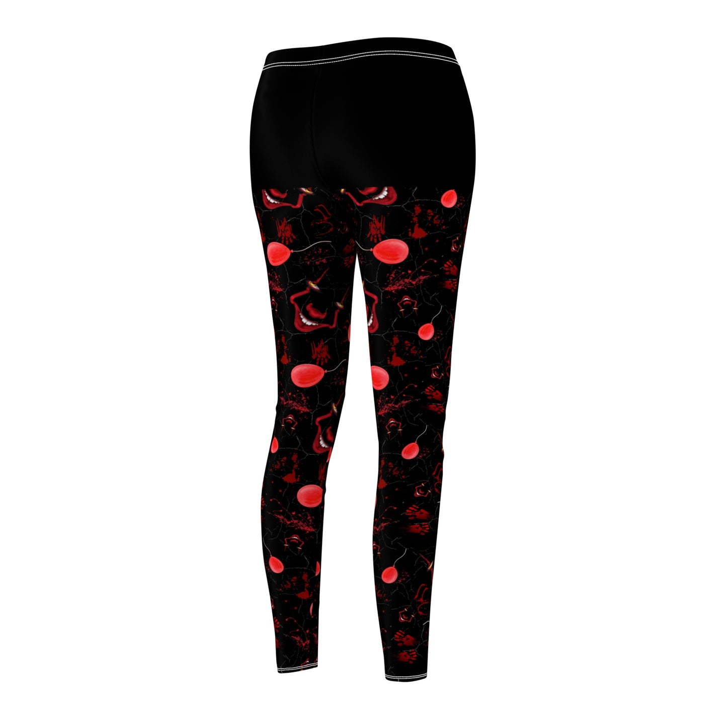 Horror Nightmare Leggings | Red Balloons in Black | All-Over Print Women's Casual Wear