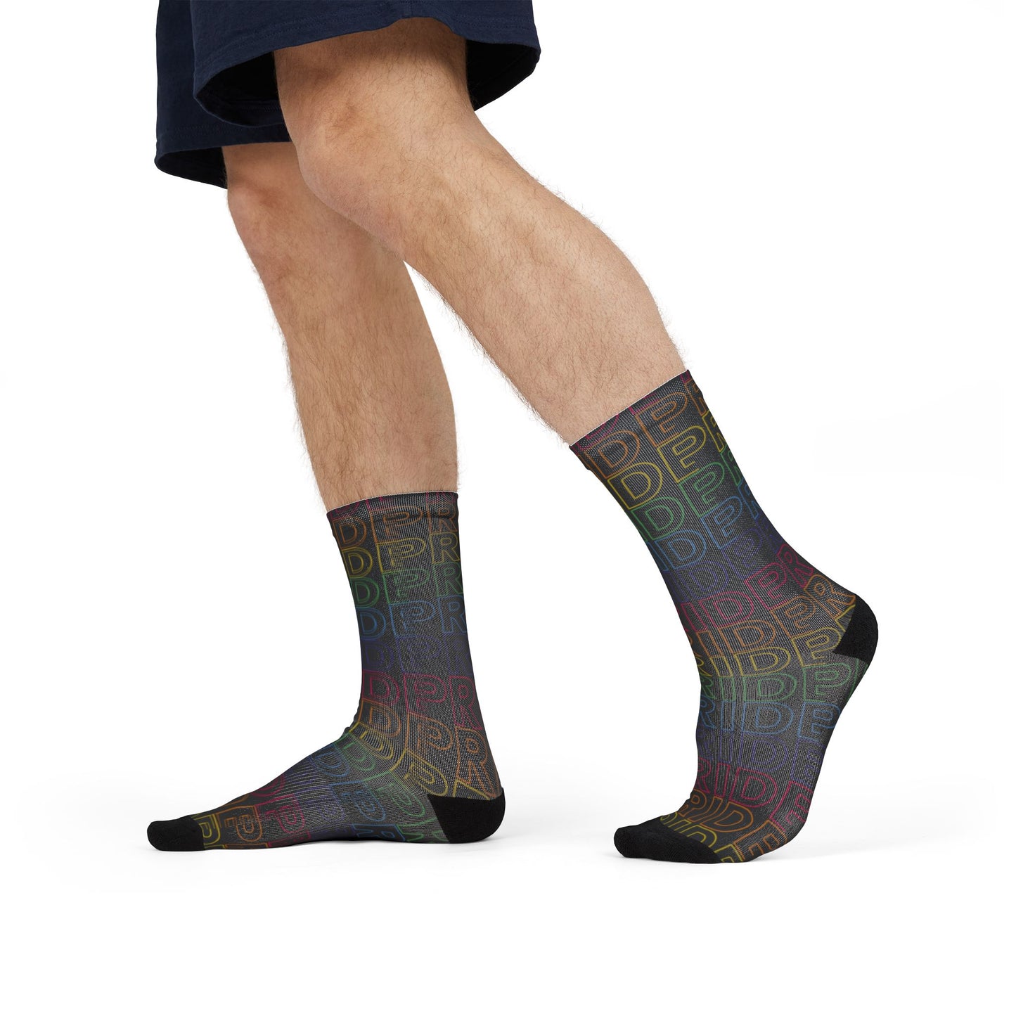 Goth Pride | Rainbow in Black | Poly Crew Socks