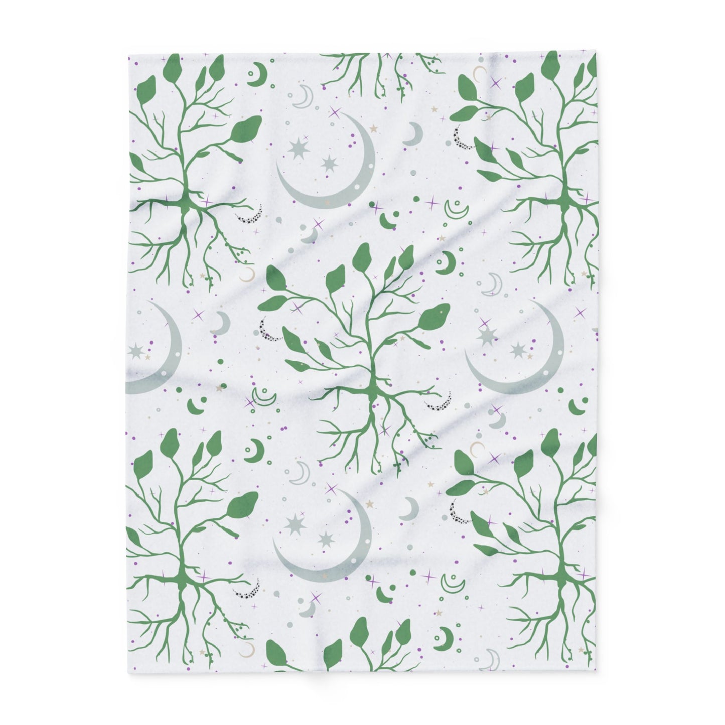 Moon Roots (Green) | Witchy Home Decor | Microfiber Blanket (Two Sided)