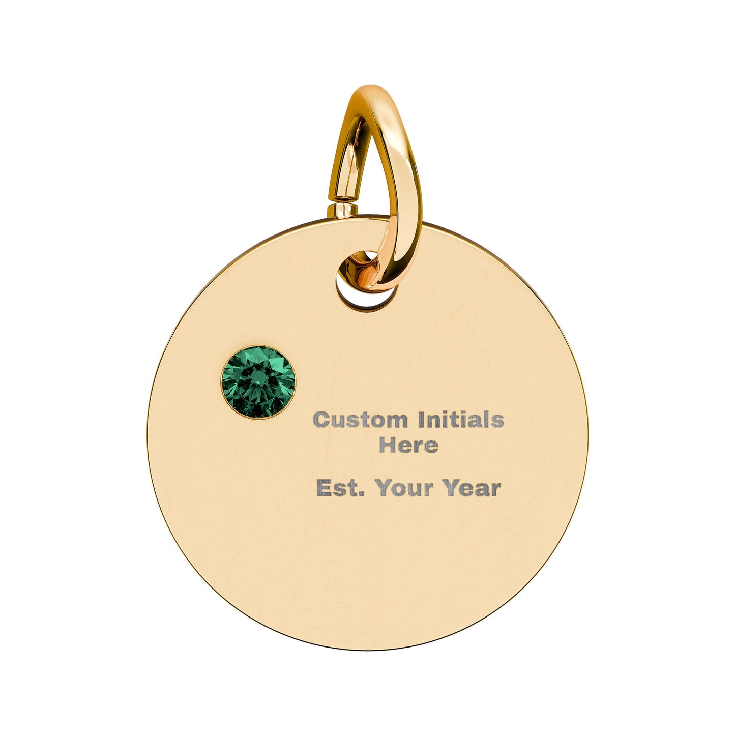 Engravable Birthstone Circle Charm | Personalized Initial & Year Pendant