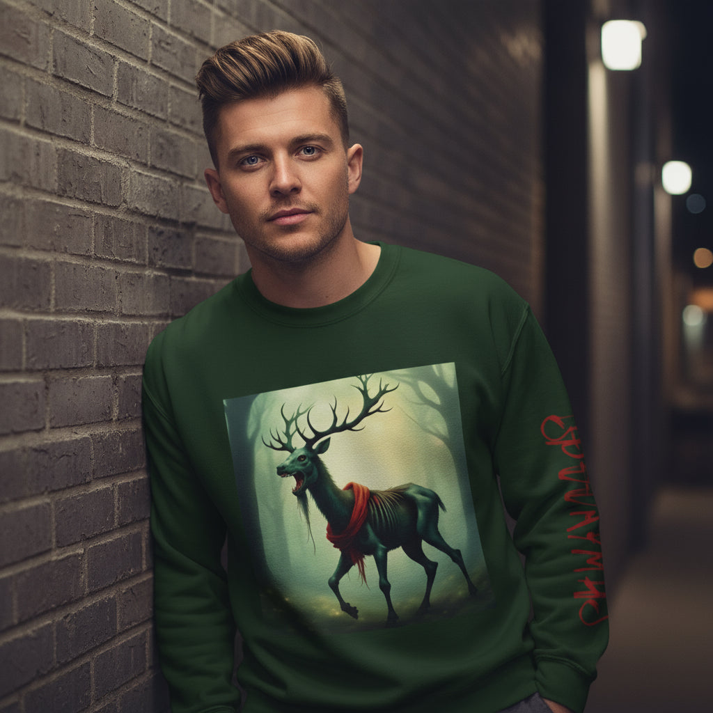 Wraithdeer | Crewneck Sweatshirt - Cozy Ugly Holiday Pullover, Unisex Sweatshirt,