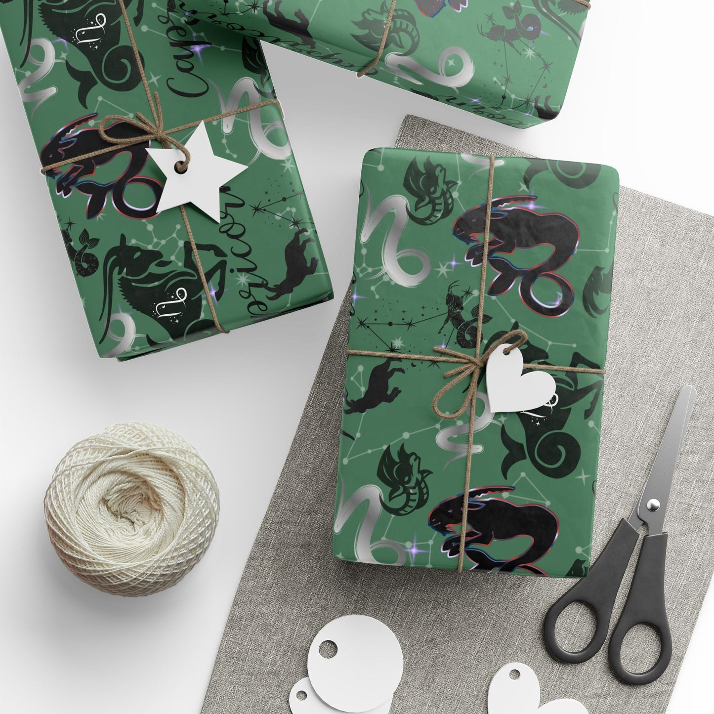 Capricorn | Green | Zodiac Birthday Wrapping Papers