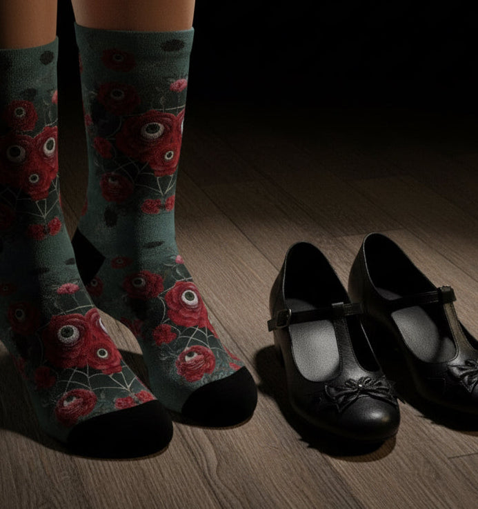 Ocular Floral Raven Socks - Recycled Poly Blend