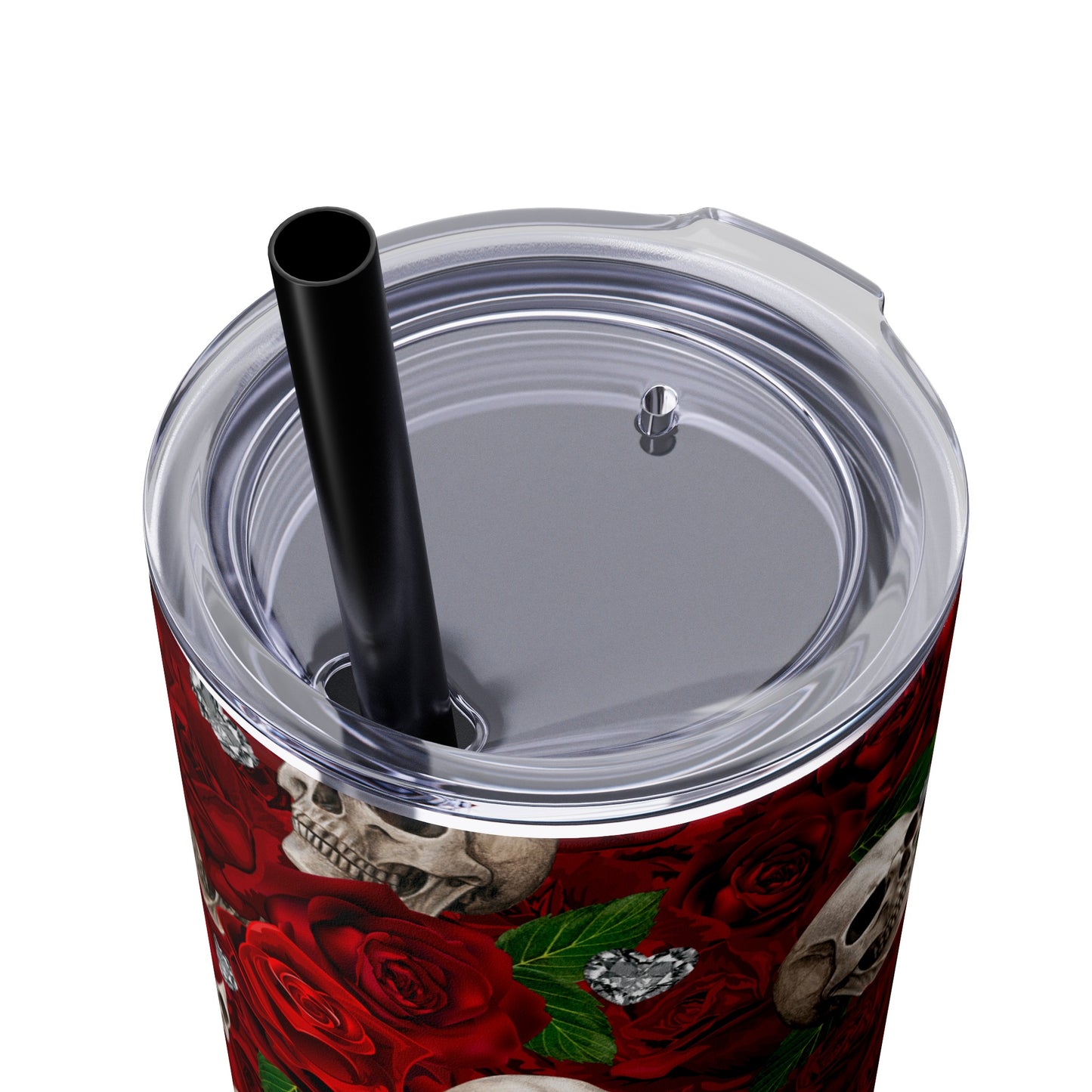 Rose & Skulls (Red) Skinny Matte Tumbler, 20oz