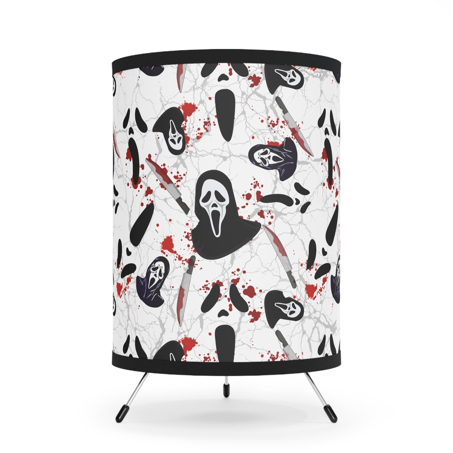 Gothic Tripod Lamp with High-Res Horror Shade | Cozy Lighting for Living?