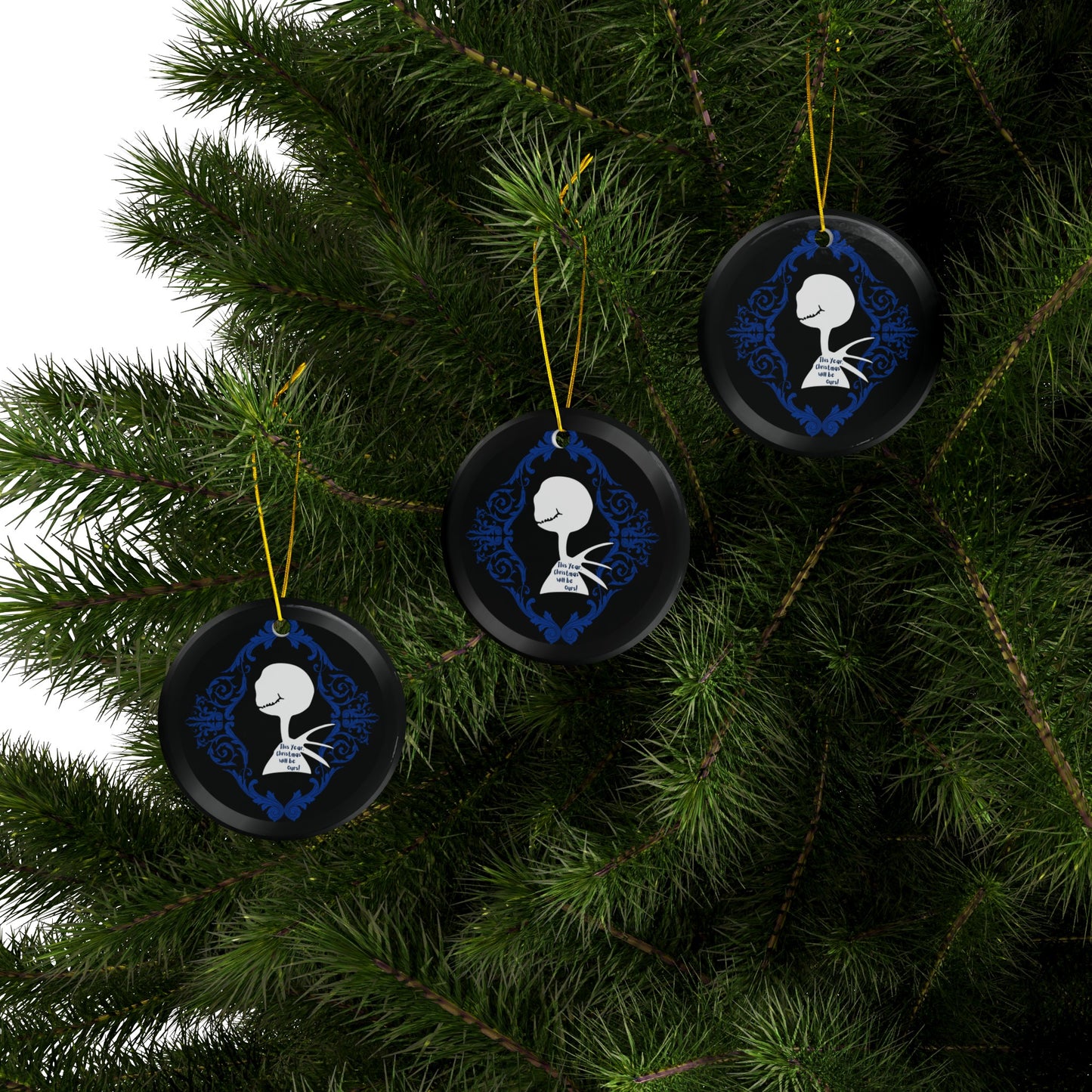 J. Skellington | Christmas is Ours | Heirloom Ceramic Ornaments (1pc, 3pcs, 5pcs, 10pcs)