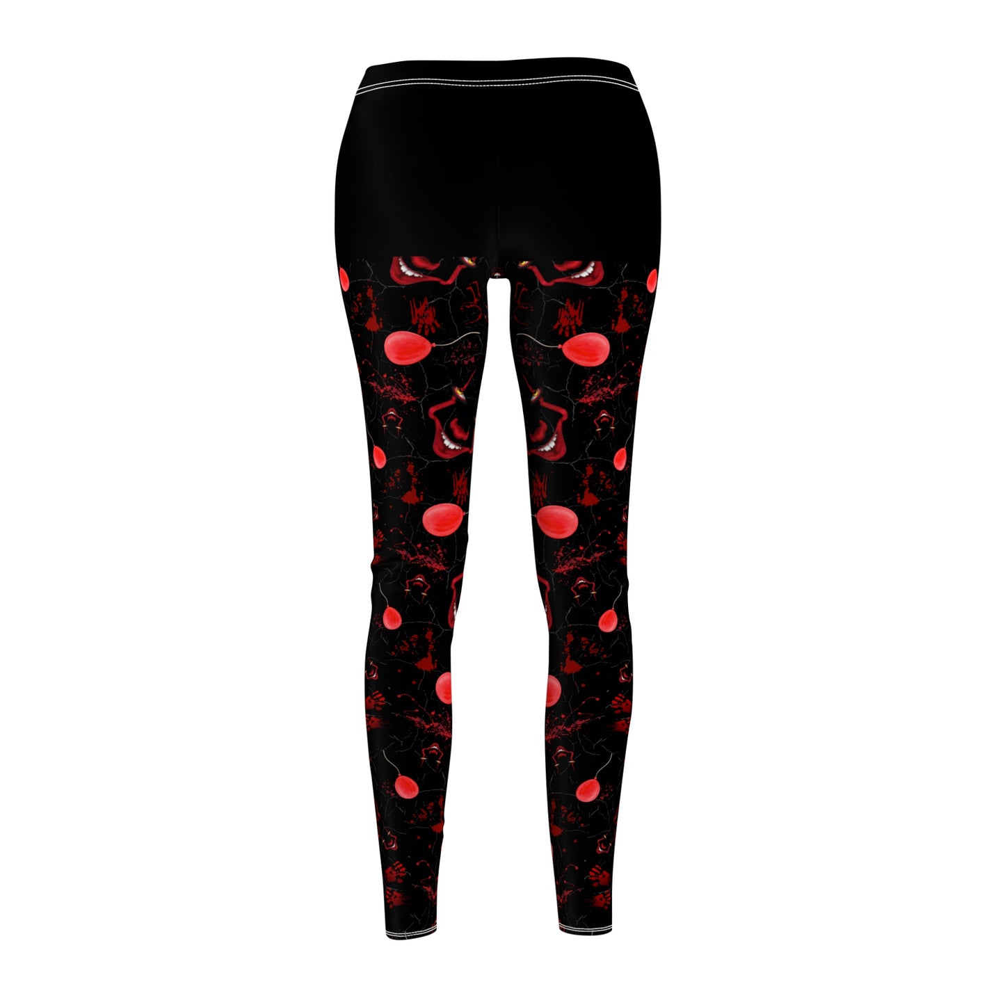 Horror Nightmare Leggings | Red Balloons in Black | All-Over Print Women's Casual Wear