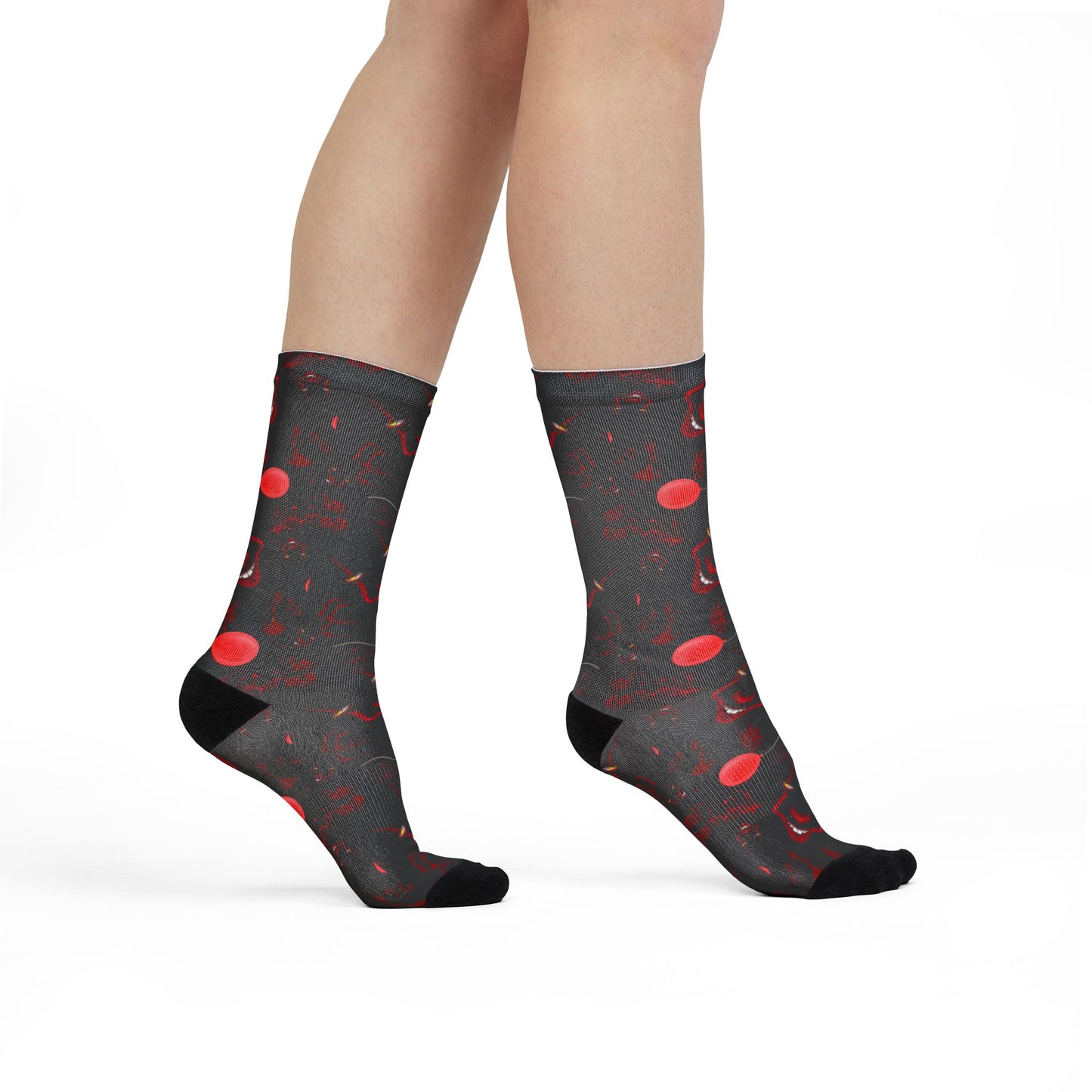 Horror Socks | Red Balloon in Black | Recycled Poly Socks | Cozy and Scary