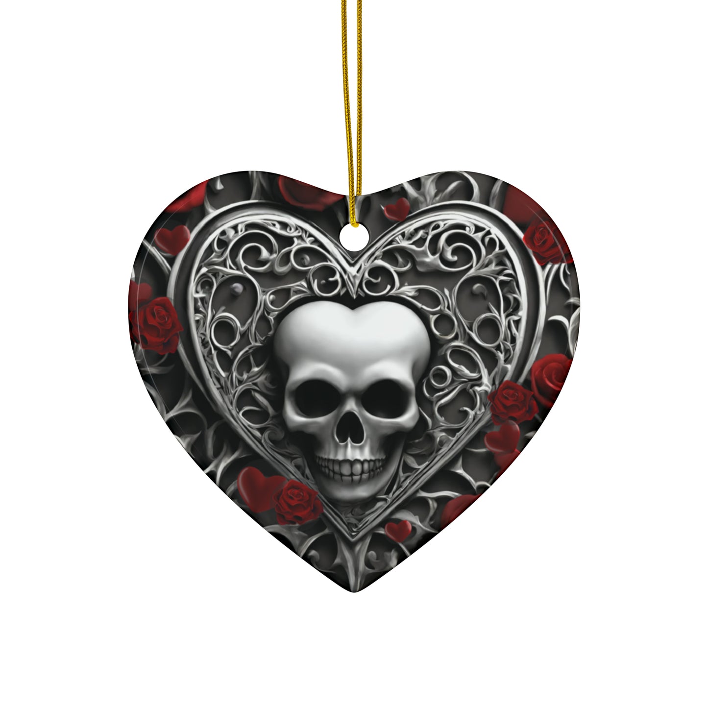 Gothic Heart Ceramic Ornaments (1pc, 3pcs, 5pcs, 10pcs)