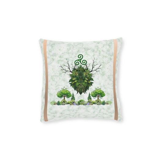 Green Man Solstice Pillow | Summer Decor Throw Pillow