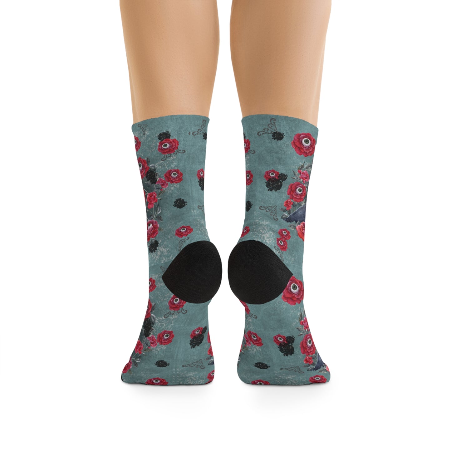 Ocular Floral Raven Socks - Recycled Poly Blend