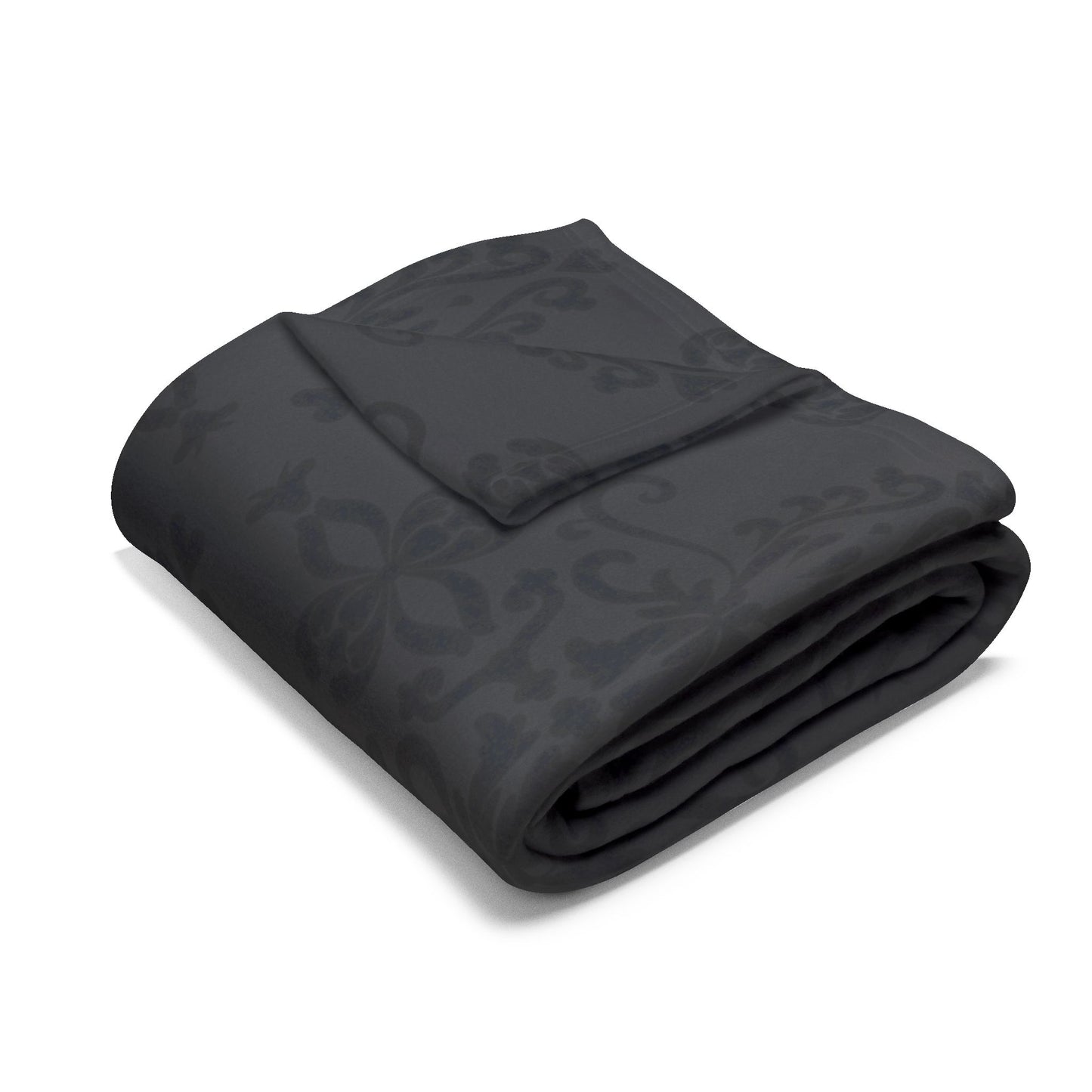 Black Damask Print | Gothic Home Decor | Velveteen Microfiber Blanket (Two Sided)