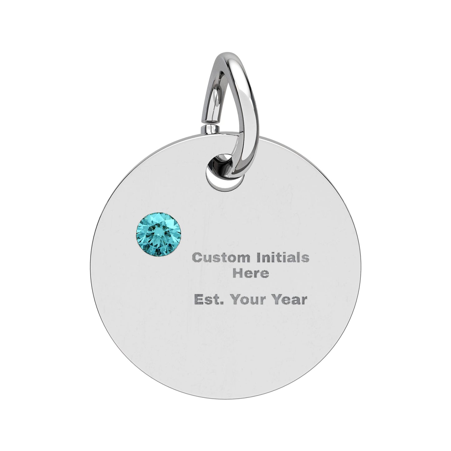 Engravable Birthstone Circle Charm | Personalized Initial & Year Pendant
