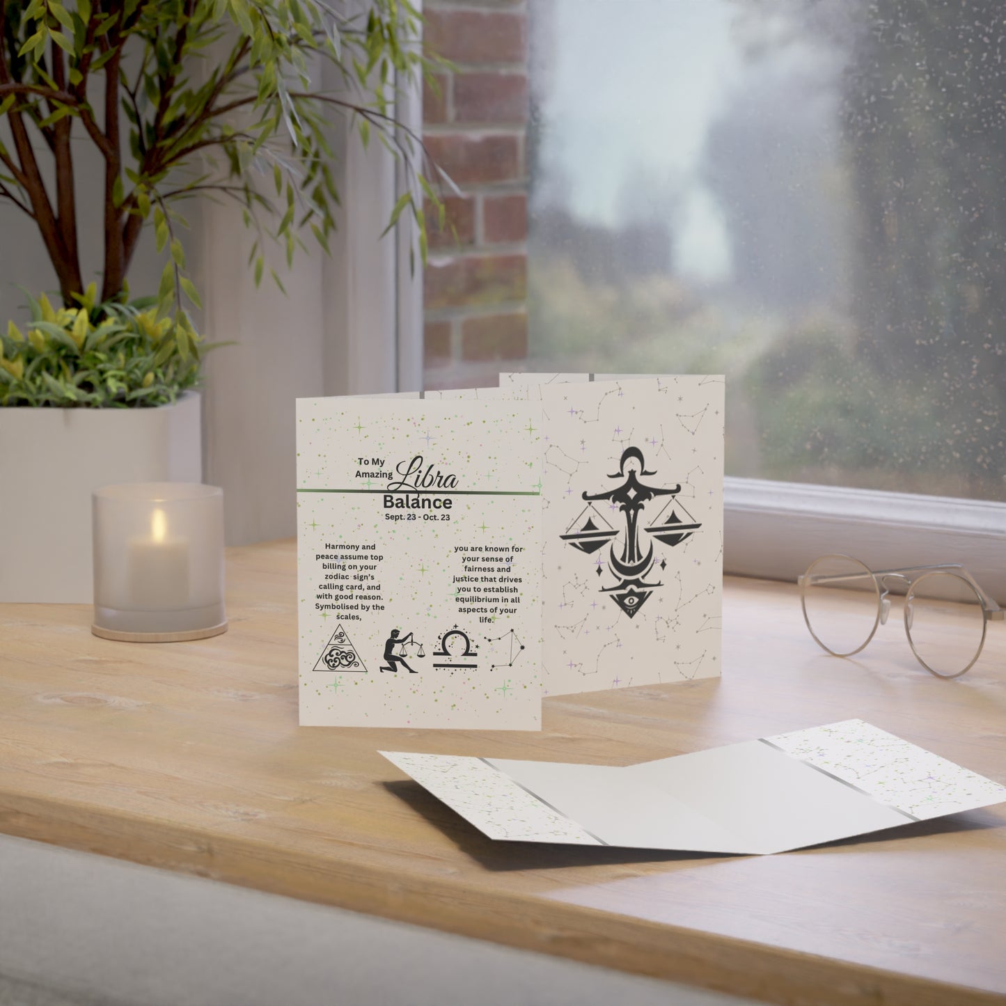 Libra Zodiac Greeting Card | Astrology Design (1, 10 pcs)