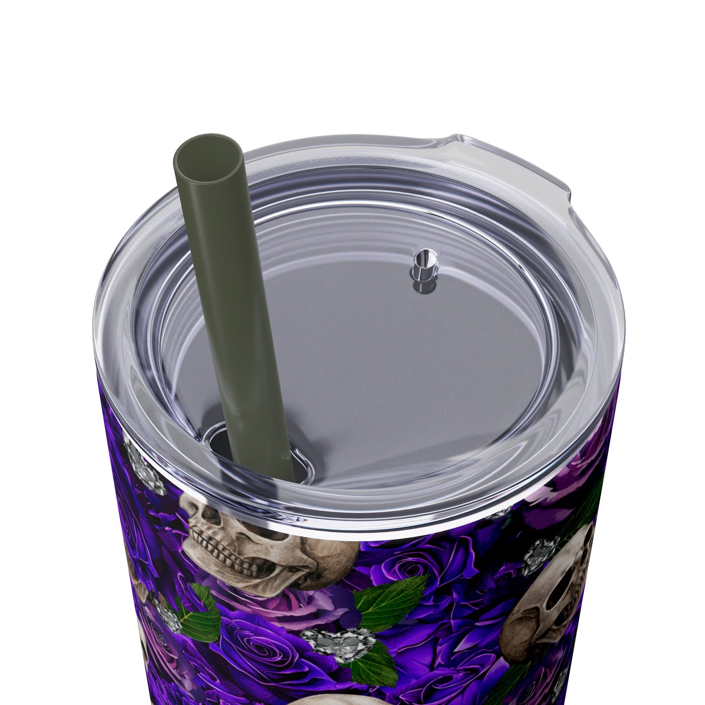 Rose & Skulls (Purple) Skinny Matte Tumbler, 20oz