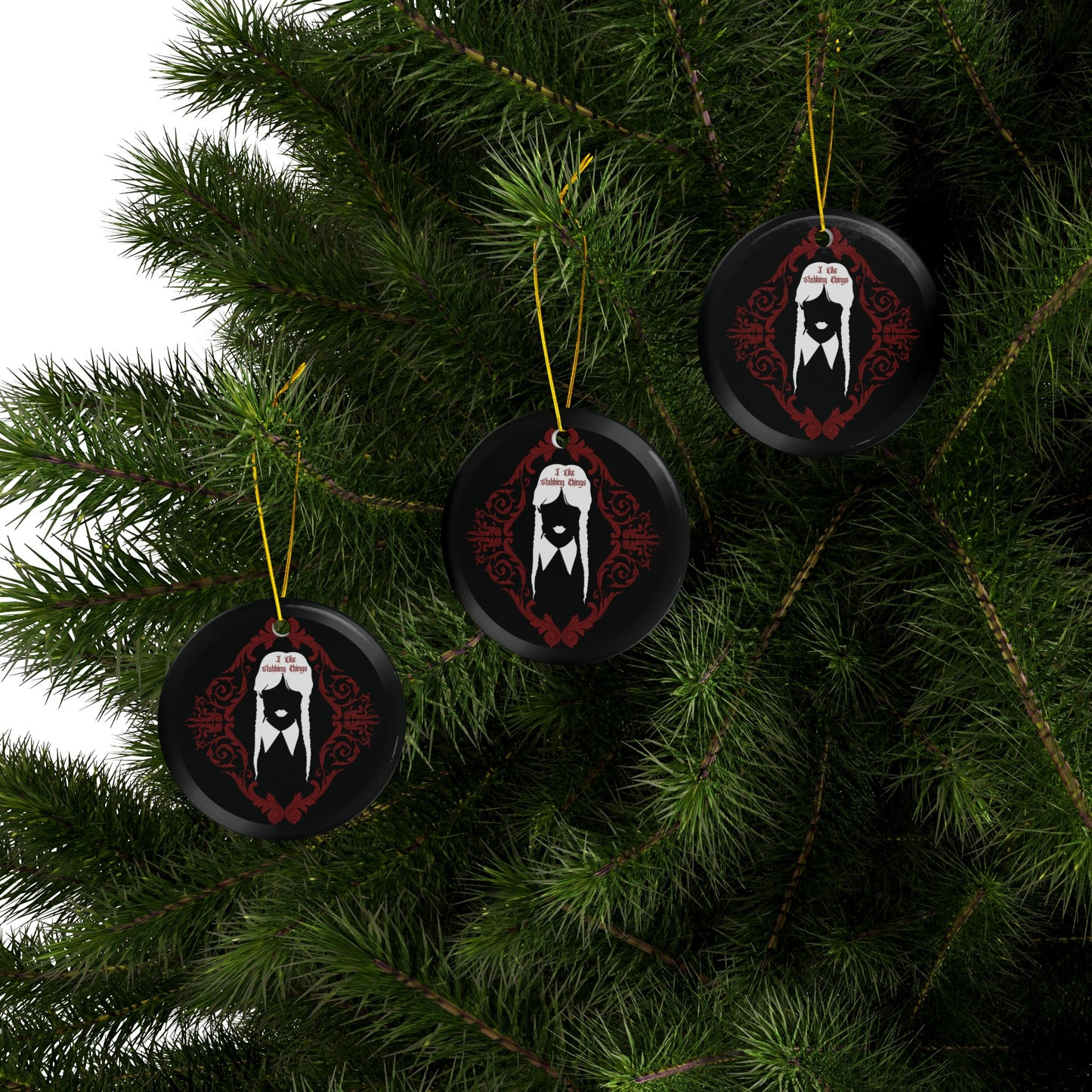 W. Addams | Stabbing Things | Heirloom Ceramic Ornaments (1pc, 3pcs, 5pcs, 10pcs)