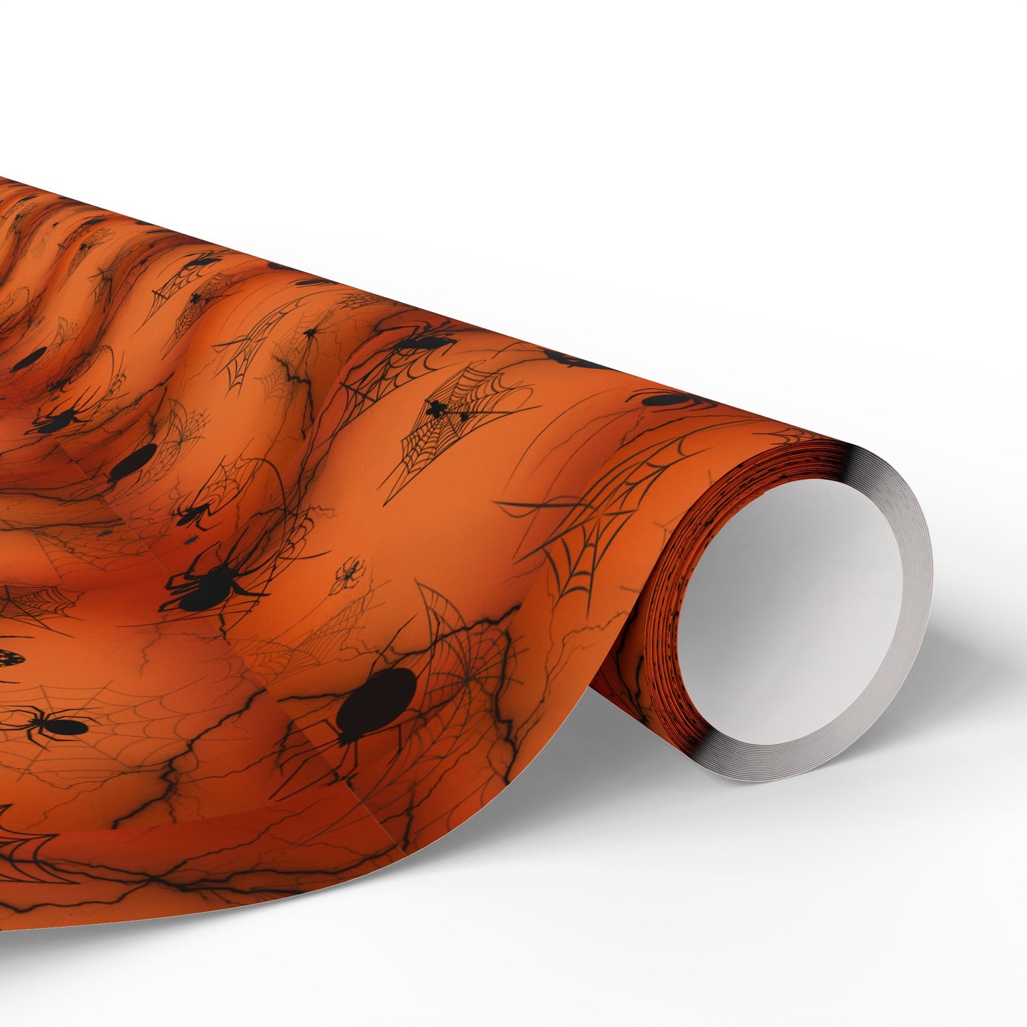 Spiders-on-Pumpkin Gift Wrap | Creepy Wrapping