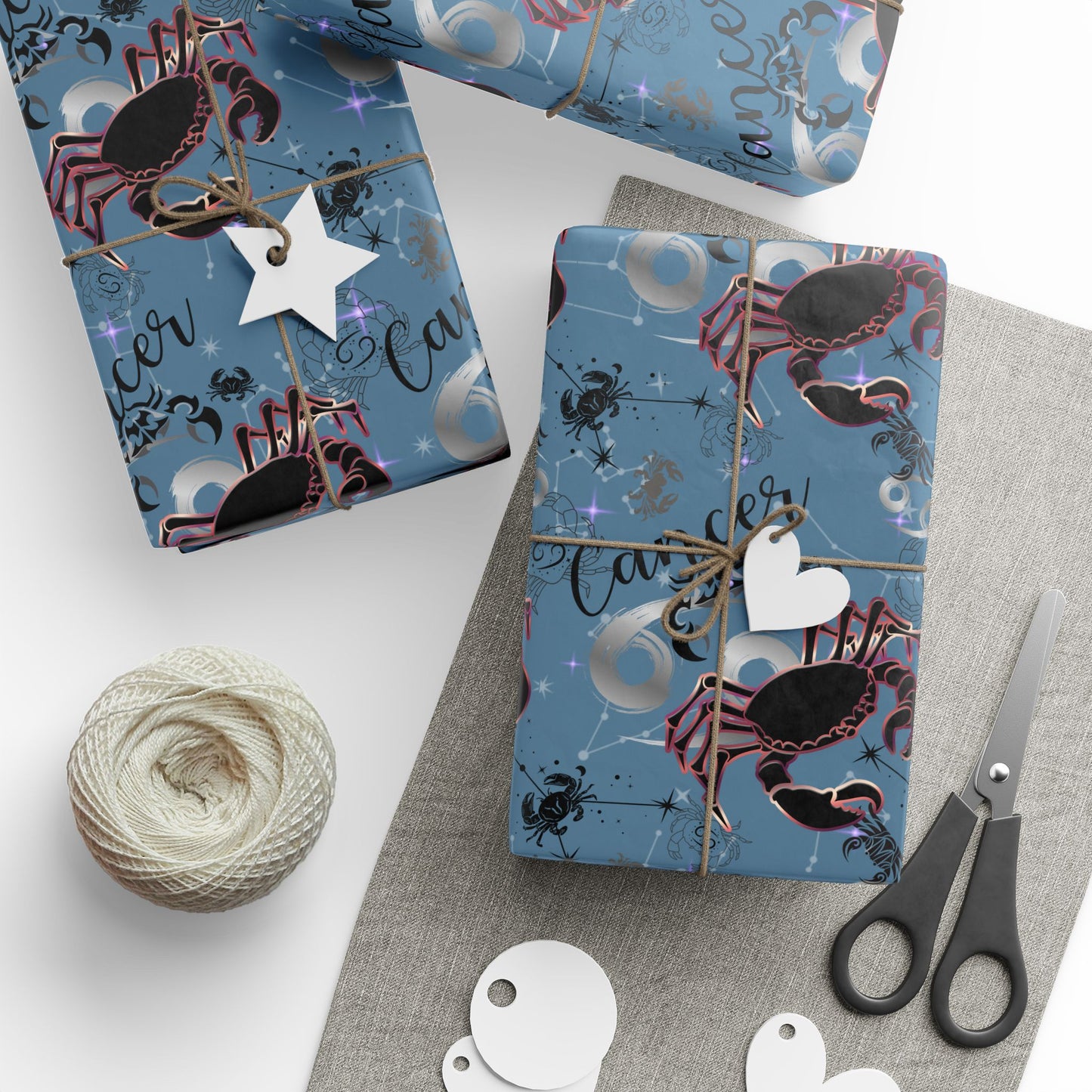 Cancer | Blue | Zodiac Birthday Wrapping Papers