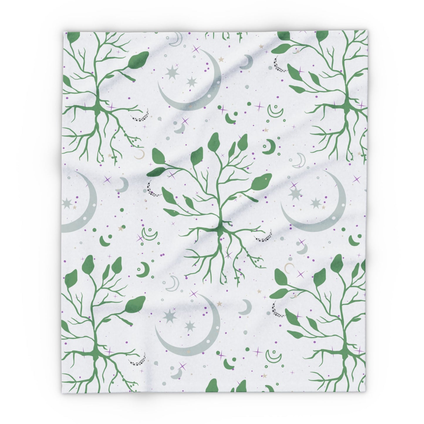 Moon Roots (Green) | Witchy Home Decor | Microfiber Blanket (Two Sided)