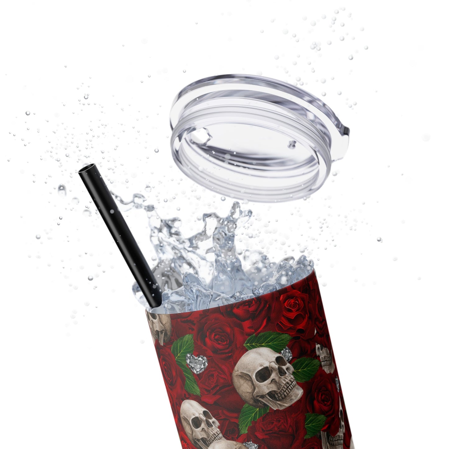 Rose & Skulls (Red) Skinny Matte Tumbler, 20oz