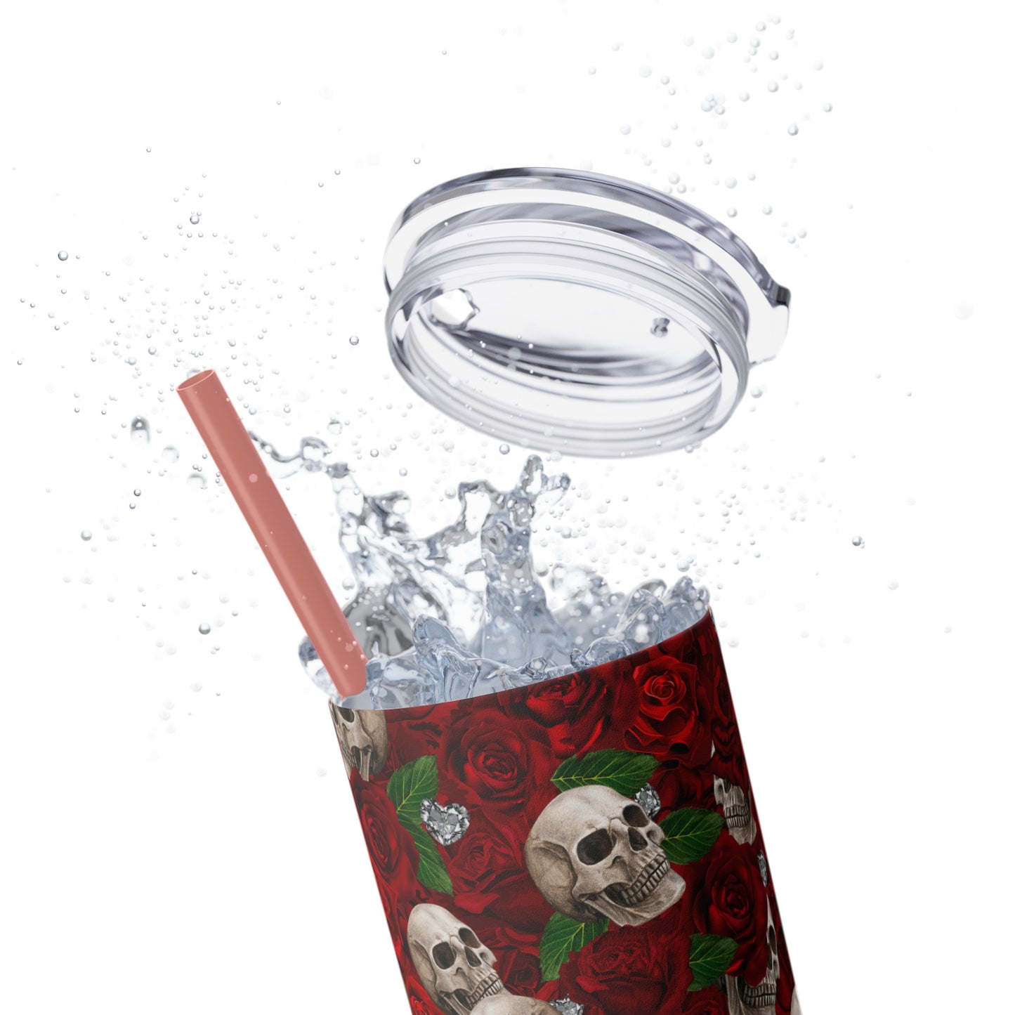 Rose & Skulls (Red) Skinny Matte Tumbler, 20oz