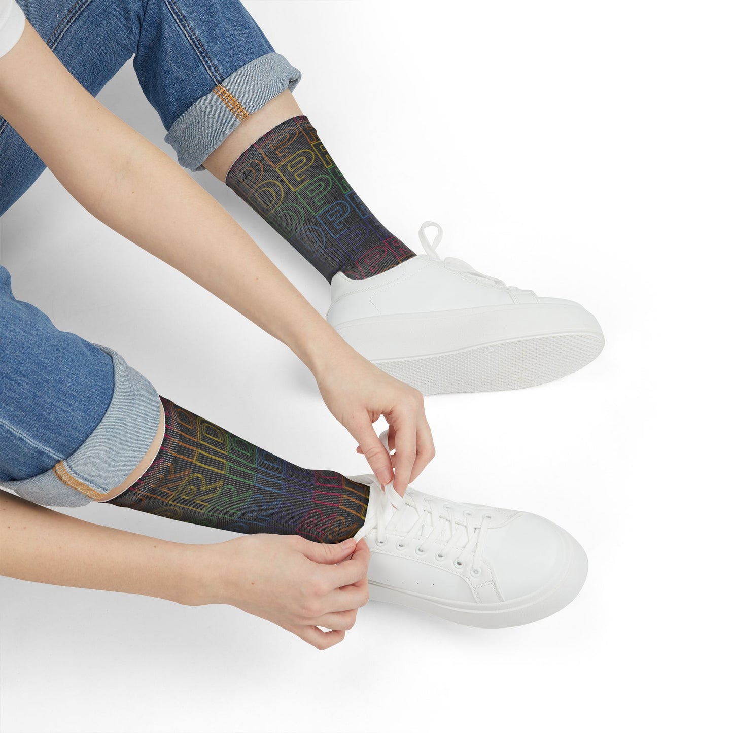 Goth Pride | Rainbow in Black | Poly Crew Socks