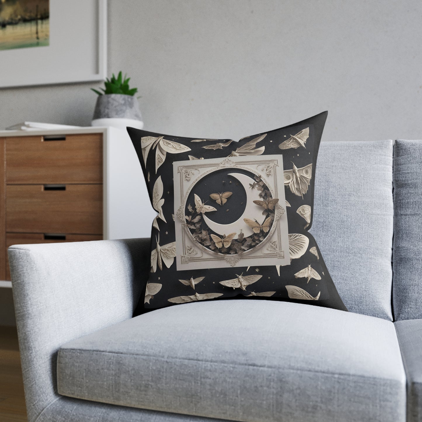 Moon & Moth Decorative Pillow | 3 sizes