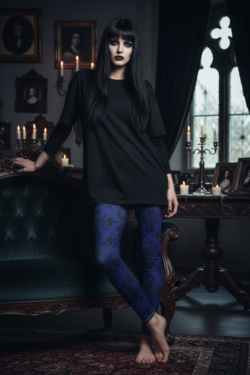 Nightmare Casualties | Dark Blue | All Over Print Women's Casual Gothic Wear