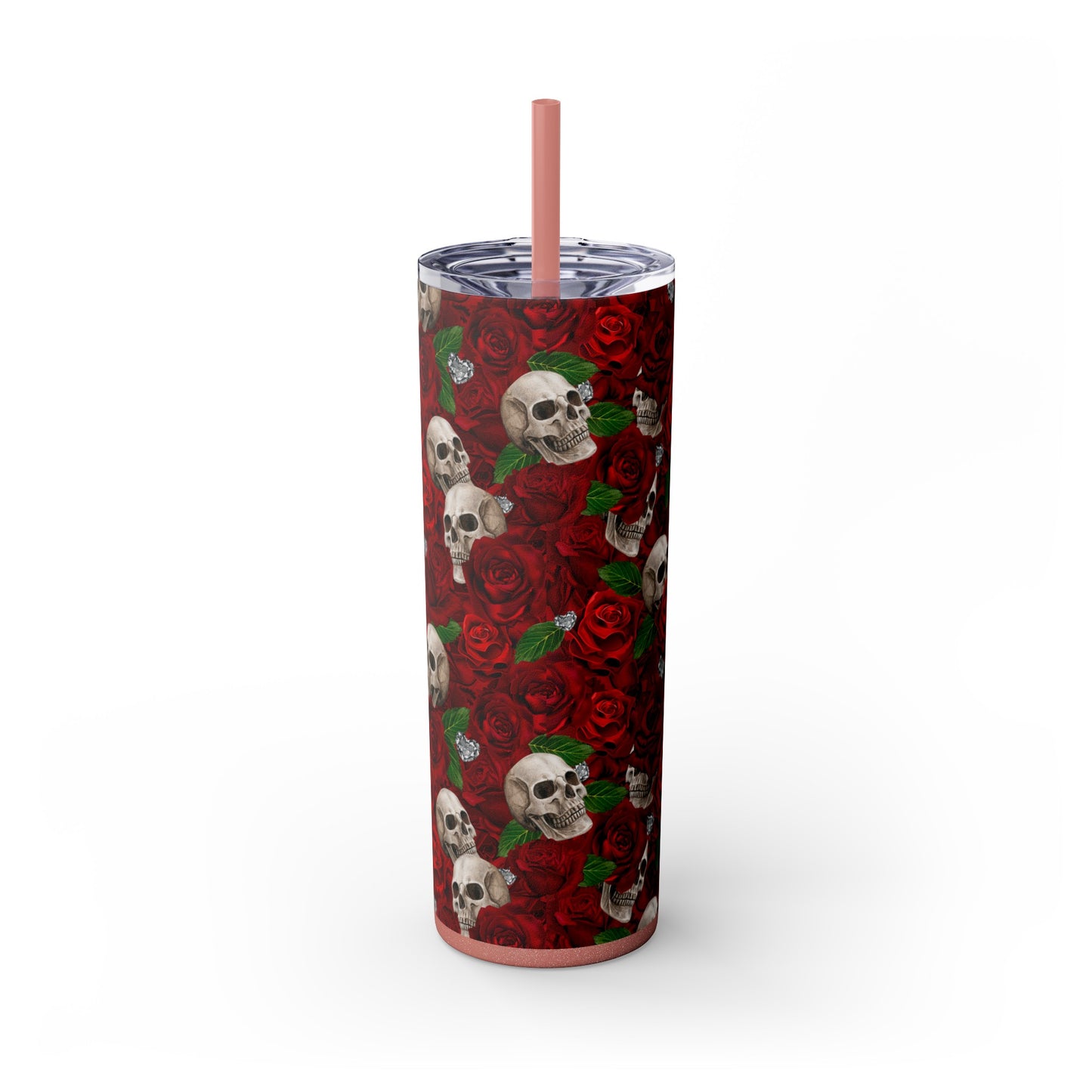 Rose & Skulls (Red) Skinny Matte Tumbler, 20oz