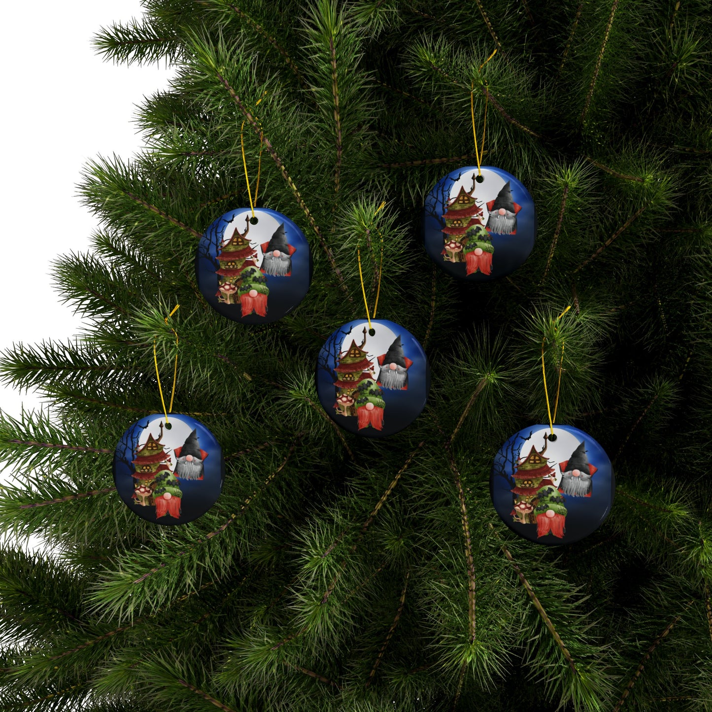 Gnome-pires and Bats | Heirloom Ceramic Ornaments (1pc, 3pcs, 5pcs, 10pcs)