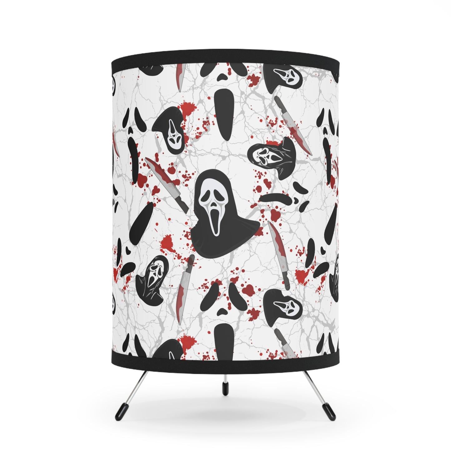 Gothic Tripod Lamp with High-Res Horror Shade | Cozy Lighting for Living?