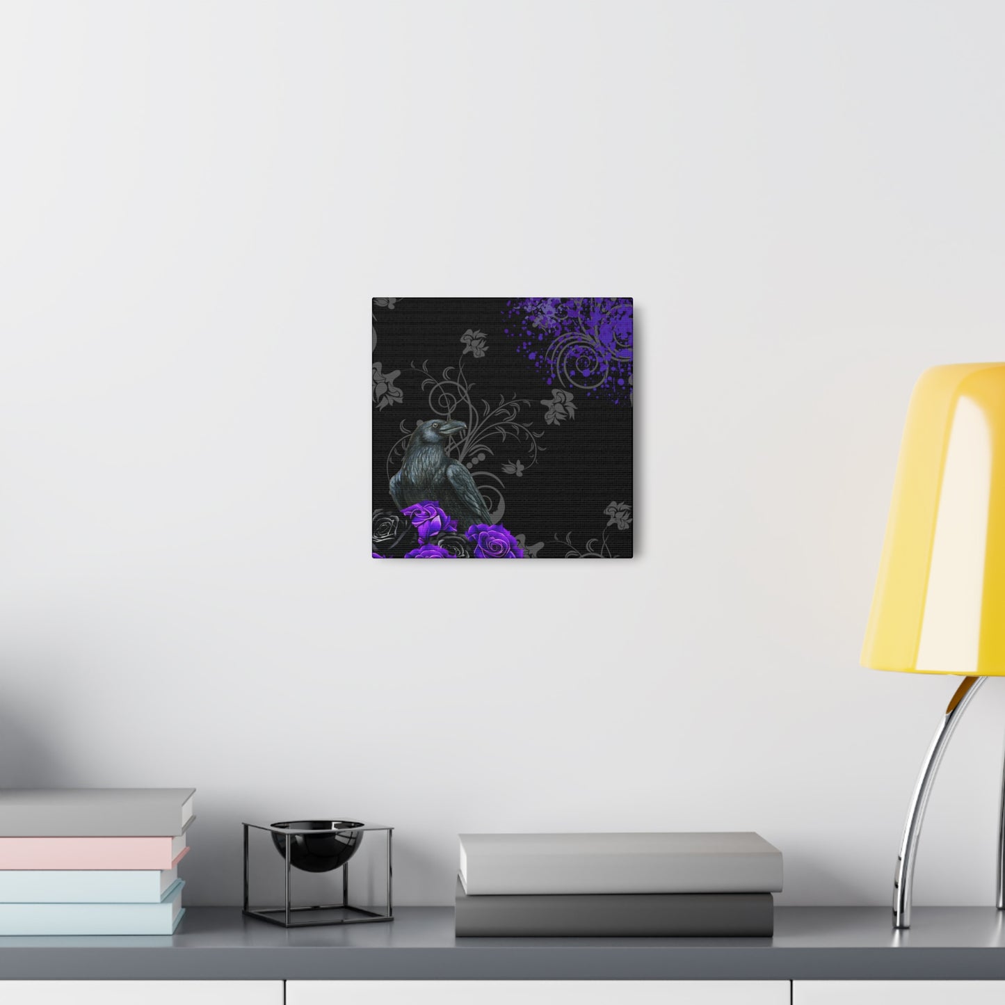 Black Feather & Purple Roses Canvas Gallery Wraps | Limited Edition Purple