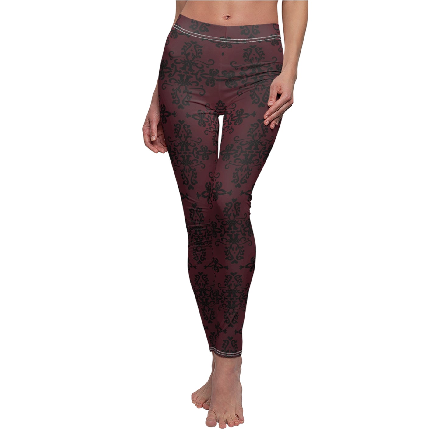 Nightmare Casualties | Dark Red Damask  | All Over Print Women's Casual Gothic Wear