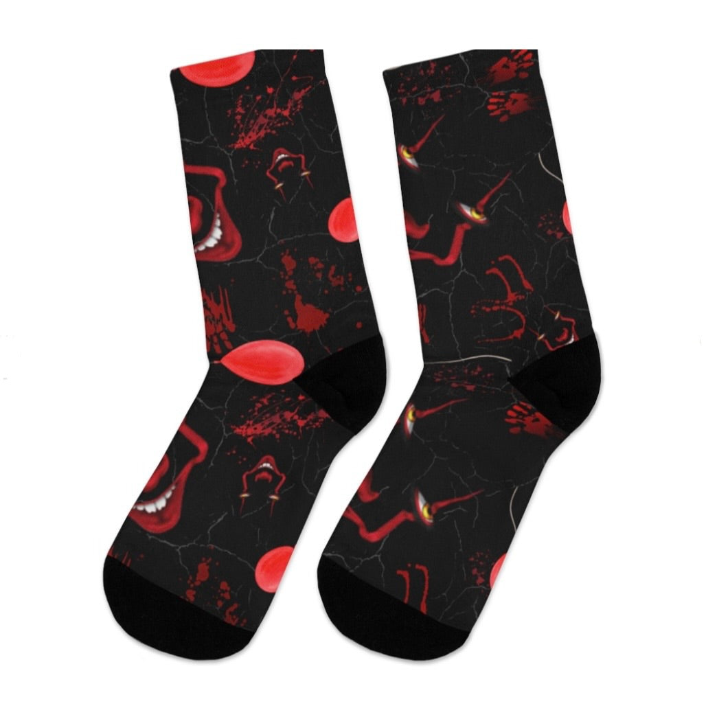 Horror Socks | Red Balloon in Black | Recycled Poly Socks | Cozy and Scary