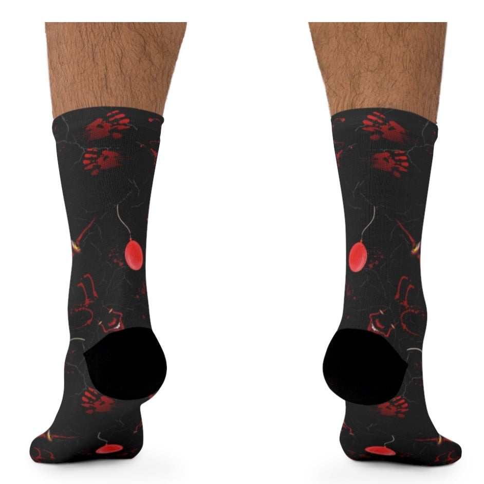 Horror Socks | Red Balloon in Black | Recycled Poly Socks | Cozy and Scary