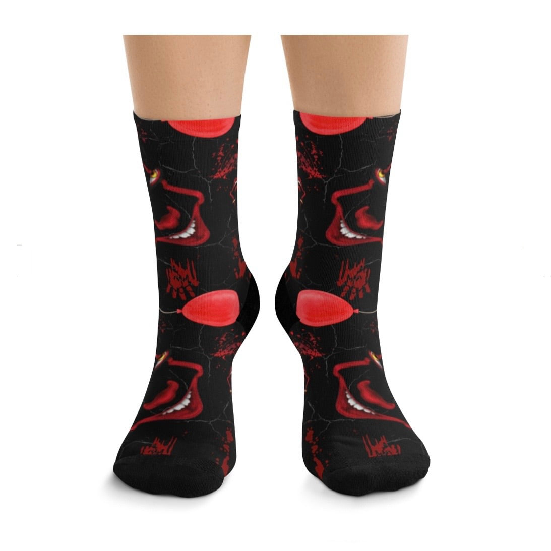 Horror Socks | Red Balloon in Black | Recycled Poly Socks | Cozy and Scary