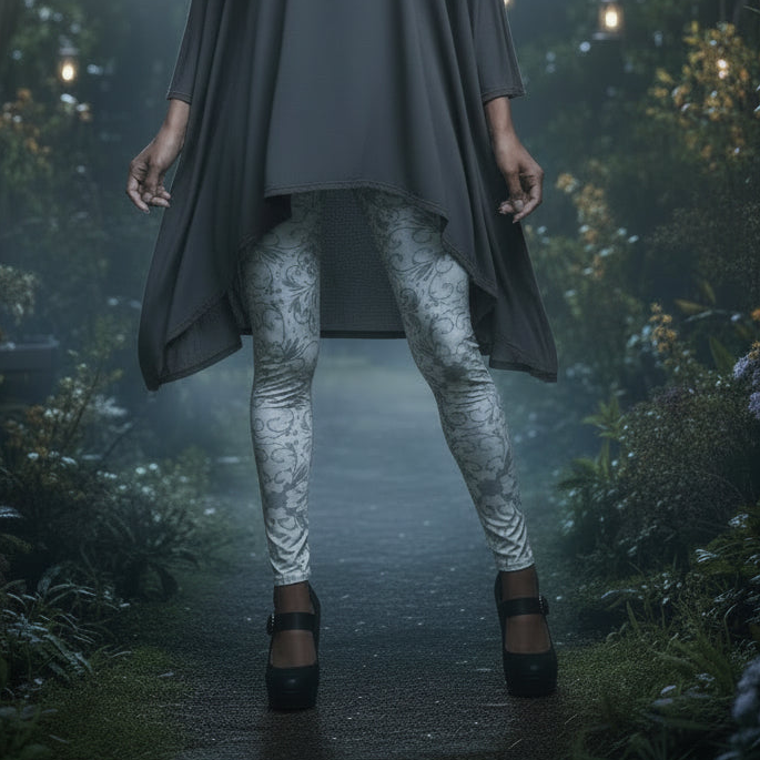 Nightmare Casualties | Gray Mist Damask  | All Over Print Women's Casual Mystic Wear