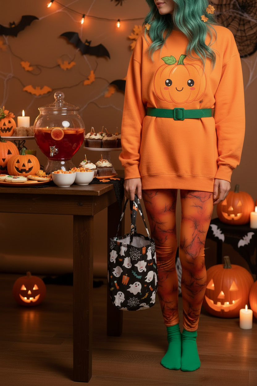 Cranked Orange | Nightmare Casualties | All-Over Print Leggings Women's Casual Wear