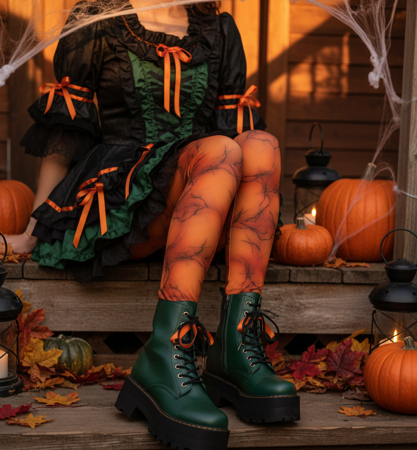 Cranked Orange | Nightmare Casualties | All-Over Print Leggings Women's Casual Wear