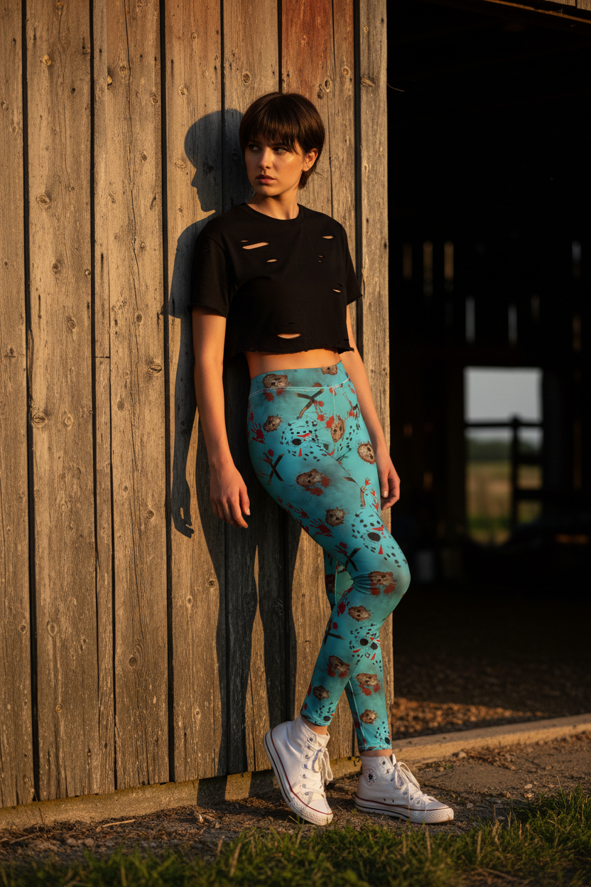 Horror Leggings | Crystal Lake | All-Over Print Women's Casual Bottoms