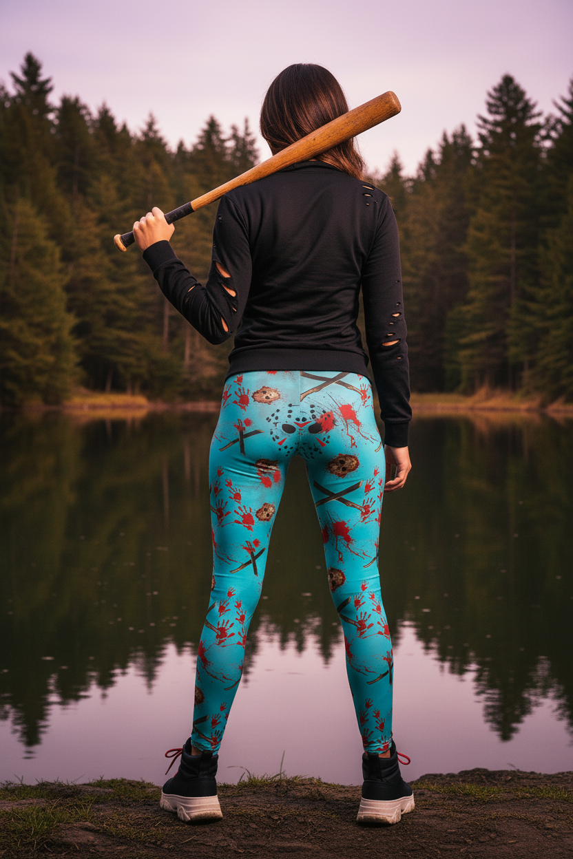 Horror Leggings | Crystal Lake | All-Over Print Women's Casual Bottoms